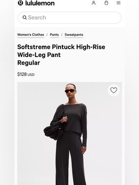 Lulumelon Softstreme Pintuck High-Rise Wide-Leg Pant